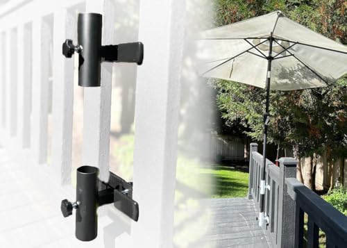 | Patio Umbrella Holder | 2 Piece Split Design | Outdoor Umbrella Base and Mount | Attaches to Railing Maximizing Patio Space and Shade by LOVEYOURDECK