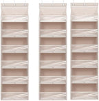 Over Door Organizer with 6 Extra Large Pockets 12 Side Pockets, Sturdy Closet Storage Rack, Hanging Storage Organizer with Clear Window for Shoes, Diaper, Bedroom, Bathroom, Beige, 3-Pack by Unknown