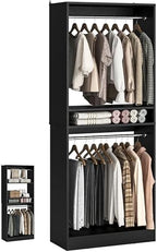 Unikito 25" Closet Organizer System with Hanging Rods and Shelves, Black by Unikito