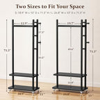 Taitiy Coat Rack Solid Wood Stand Storage 2 Shelves 4 Hooks Entryway - Image 2