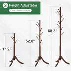 kiplant Bamboo Wood Coat Rack Stand, Freestanding Coat Tree with 8 Hooks, Hallway Entryway Hat Hanger Organizer Standing for Bedroom, Office, Clothes, Jackets, Bags, Umbrallas - Image 4
