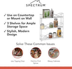 Spectrum 3 Tier Spice Rack Organizer Chrome Countertop Wire Shelf Spice Rack for Contemporary Kitchen Pantry Cabinet, Organize Spices with Three Tier Spice Shelf for Kitchen Storage with Wall Mount - Image 3