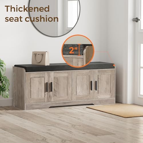 Homleke Shoe Storage Bench, 4 Doors & Thickened Padded Seat Cushion - Image 4