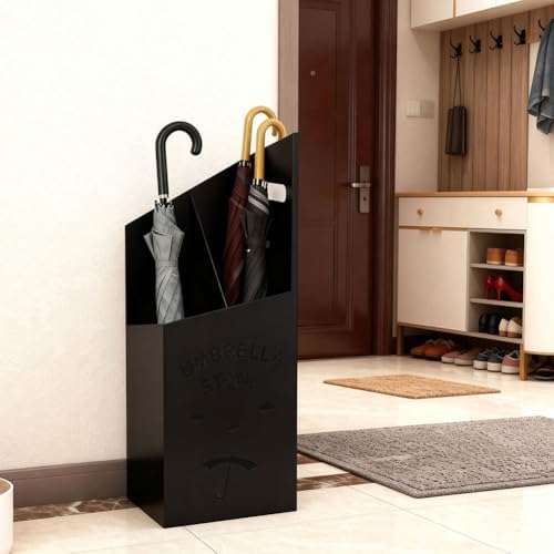 9.84" D x 7.87" W x 23.62" H Detachable Base Umbrella Stand - Elegant Raindrop Design, Water Collection Tray, Gold/Black Finish, Durable Home & Office Organizer - Image 6