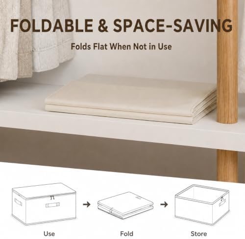 6Pack Canvas Storage Bags for Clothes & Comforters with Clear Window, Beige - Image 6