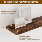 Fun Memories 32" W x 9.3" D Floating Shelves, Rustic Wood Deep Shelves for Bedroom, Kitchen, Living Room, Long Floating Shelf for Wall, Storage Display Wall Shelf for Books Decor, Rustic Brown - Image 5