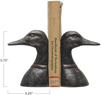 Creative Co-Op Decorative Distressed Cast Metal Duck Head Bookends, Black, Set of 2 - Image 2