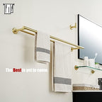 JQK Double Bath Towel Bar, Brushed Gold 33 Inch 304 Stainless Steel Thicken 0.8mm Towel Rack for Bathroom, Towel Holder Wall Mount, Useable Length 30 Inch, TB100L30-BG - Image 5