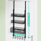 HapiRm Over The Door Hanger with Coat Hooks and 3 Baskets, Rustproof Over The Door Hooks, Storage Organizer for Hats, Towels - Black - Image 6