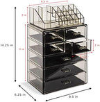 Sorbus Makeup Organizer, 7-Drawer Acrylic 2-Piece Set (Black Jewel) - Image 3