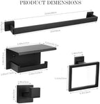 5 Pieces Black Towel Bar Set Bathroom Hardware Accessories Set Upgraded Toilet Paper Holder with Shelf Towel Holder Set for Bathroom Stainless Steel Wall Mounted - Image 6