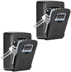 Key Lock Box Wall Mounted, Fayleeko 4 Digit Combination Lockbox for Outside, House Keys - 5 Keys Capacity, Key Safe Security Storage Lock Box for Indoor, Outdoor, Garage, Garden, Store (Black, 2Pack) by Fayleeko