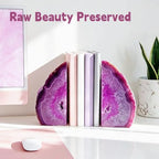 Geode Bookends Agate Decor Book Ends Unique Crystal Bookend Dyed Pink for Home Decorative 1 Pair 2-3 Lbs - Image 5