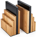 JUSK DESIGN Bamboo Book End/Book Organizer - Non-Skid Decorative Bookends for Office and Home - Book Holders for Shelves - Substantial Weight - Holds Heavy Books by JUSK