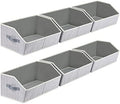 Homsorout Closet Organizers Bins 6 Packs - Large Closet Shelf Organizer with Handles, Fabric Trapezoid Storage Bins, Collapsible Storage Cubes for Clothes, Towels, Light Gray by Homsorout