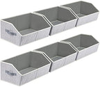 Homsorout Closet Organizers Bins 6 Packs - Large Closet Shelf Organizer with Handles, Fabric Trapezoid Storage Bins, Collapsible Storage Cubes for Clothes, Towels, Light Gray by Homsorout