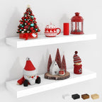 24 Inch Floating Shelves, 6.7" Deep Wall Shelves, White Wall Shelf Set of 3 - Image 7