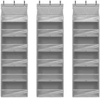 Over Door Organizer with 6 Extra Large Pockets 12 Side Pockets, Sturdy Closet Storage Rack, Hanging Storage Organizer with Clear Window for Shoes, Diapers, Bedroom, Bathroom, Grey, 3-Pack by Unknown
