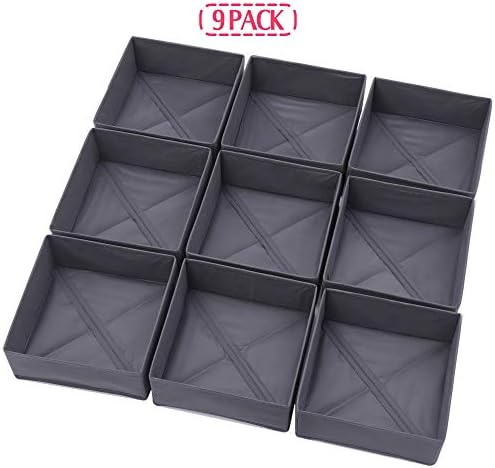 DIOMMELL 9 Pack Foldable Cloth Storage Box Closet Dresser Drawer Organizer Fabric Baskets Bins Containers Divider for Clothes Underwear Bras Socks Clothing, Dark Grey 900 - Image 7