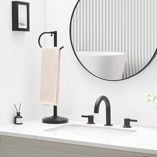 Hand Towel Holder Stand for Bathroom Countertop, Standing Towel Rack with Non-Slip Base, Stainless Steel Adjustable Towel Bar 16.5-26 Inch for Kitchen Vanity (Matte Black) - Image 7