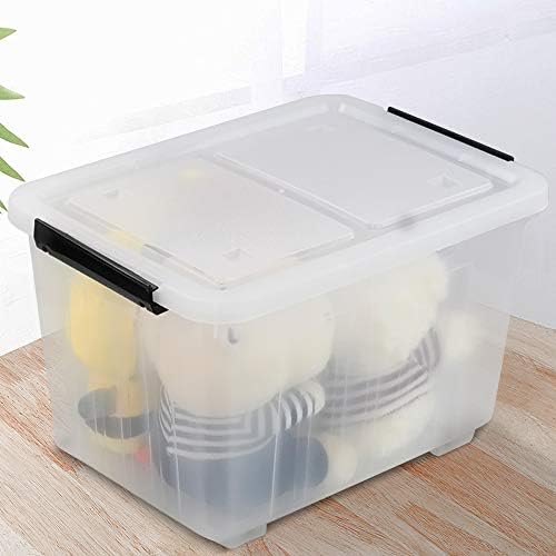 Clear Plastic Storage Bins with Wheels, 4-Pack Latch Boxes, 30 L - Image 6