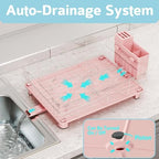 Dish Drying Rack for Kitchen Counter,12.8" W x 16.9" L,Pink - Image 2
