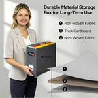 4 Pack Collapsible File Storage Box for Letter Size Documents, Portable File Organizer Box with Plastic Rails and Reinforced Cardboard, Desktop and Home Office Organization, Gray - Image 4