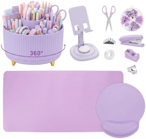 76Pcs Purple Desk Accessories Set, Office School Supplies for Women Girls by PAMASE