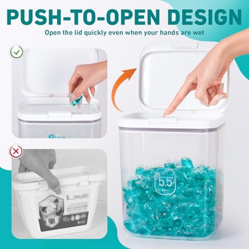 Large Capacity Laundry Powder Container With Pop-Up Lid, 5.5L and 2.8L - Image 3