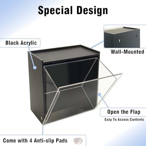 Laundry Pods Container, Acrylic Wall Mounted Organizer with Extra Labels, Candy Dispenser Coffee Pod Holder Dishwasher Pods Case for Home,Kitchen, Office, Black - Image 3