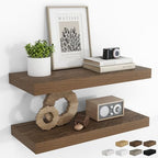 RICHFOCUS 24Inch Floating Shelves for Wall 2Pack, Walnut, 8" Deep by RICHFOCUS