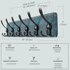 Dseap Coat Rack Wall Mounted - 24" Long 6 Tri Hooks, Heavy Duty Wooden Wall Coat Hanger Coat Hook for Clothes Hat Jacket Clothing, Weathered Blue and Black - Image 5