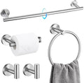 TQKAG Bathroom Towel Bar Holder Sets Brushed Nickel 23.6 Inch Round Stainless Steel Towel Bar Set 5 Piece Bathroom Accessory Set Wall Mounted by TQKAG