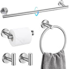 TQKAG Bathroom Towel Bar Holder Sets Brushed Nickel 23.6 Inch Round Stainless Steel Towel Bar Set 5 Piece Bathroom Accessory Set Wall Mounted by TQKAG