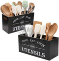 2 PC Wooden Utensil Holder,（With 4-Compartments size*1 + 3-Compartments size*1） Extra Large Kitchen Counter,Cooking Spatula Organizer,Farmhouse Decor, Rustic Cooking Utensil by Unknown
