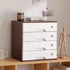 4-Tier Wooden Storage Cabinet, Dsmall File Cabinet, Office Supplies A4/Receipt File Organizer, Desk Storage Organizer With Lockable Drawers, Home Office Storage Cabinet,Walnut+White40*28*40.5Cm by Unknown