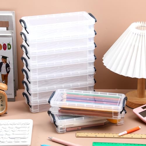 Gueevin 12 Pcs Pencil Box Clear Plastic Pencil Case, Grey - Image 5