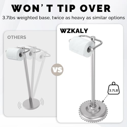 Toilet Paper Holder Stand Stainless Steel & Weight Base, No Tipping - Image 5