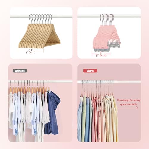 Baby Velvet Hangers with Clips Non-Slip for Clothes Pink 24 Pack - Image 6