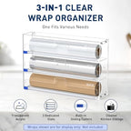 3 In 1 Acrylic Aluminum Foil, Plastic Wrap Organizer with Cutter - Image 4