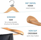 Amber Home 6 Pack Natural Wide Shoulder Wooden Suit Hangers - Image 3