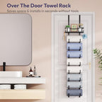 SWTYMIKI Over the Door Towel Rack - 9 Tier Towel Racks for Bathroom Wall Mounted, Towel Holder with Shelf, Hanging Rolled Towel Storage Organizer for Small Bathroom, Camper, RV, Black - Image 2