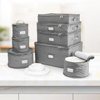 Sorbus China Storage Containers, Dinnerware Storage Set (8 Piece, Gray) - Image 6