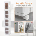 VECELO 4-Tier Narrow Storage Cabinet with Wheels, White - Image 5