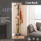 Coat Rack Freestanding,Entryway Hanger Stand,Umbrella Holder,Hall Tree With 12 Hooks, Floor Standing Metal Tree Stand,Black - Image 3