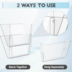 Gawerk Clear Acrylic Single Pocket, Plastic Hanging Wall Mount File Holder for Office Home (Black, 6 Pack) - Image 3