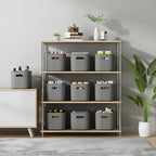 ORGIDOL 8 Pack Dark Grey Storage Bins with Lids Stackable Storage Container for Organizing, Storage Boxes with Handle for Shelves, Cute Organizer Bins for Craft, Snacks, 9.85x6.9x5.7 inch - Image 4