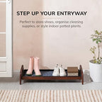 Anji Mountain Heavy Duty Waterproof Wooden Shoe Storage Mat Organizer/Boot Storage Tray Multi Use for Entryway with Coir, Blue and Ivory Insert, 1 Tier, Fits 3 Pair (36.5" Wide) - Image 2