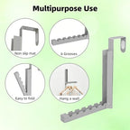 BAKON Over The Door Hanger Folding Clothes Drying Rack, Folding Hanging Coat Rack for Indoor Laundry Room Compact Small Space Foldable Portable Clothing Hanger Hook Collapsible-4 Pack (Gray) - Image 2