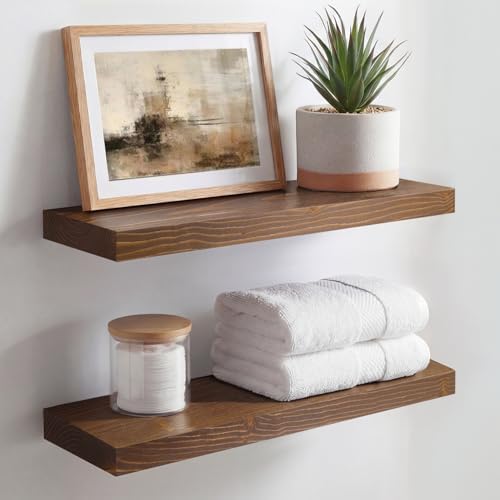 Homeforia 18 Inch Floating Shelves, High-End Solid Pine Wood, Set of 2 by Homeforia
